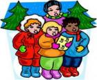 Çocuklar sokaklarda Noel şarkıları şarkı